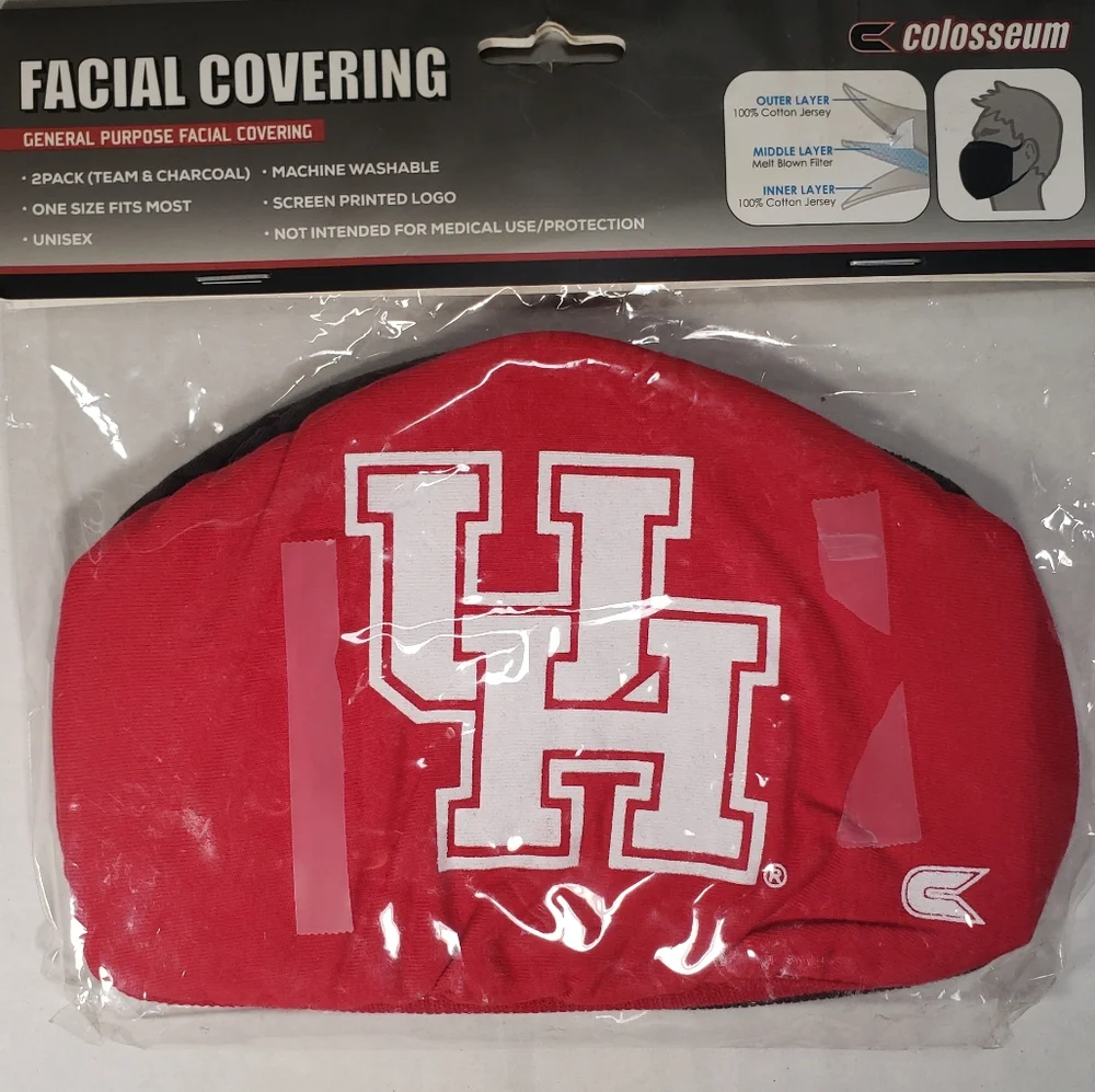 NWT Unisex Houston Cougars Colosseum 2 Pack Face Masks
